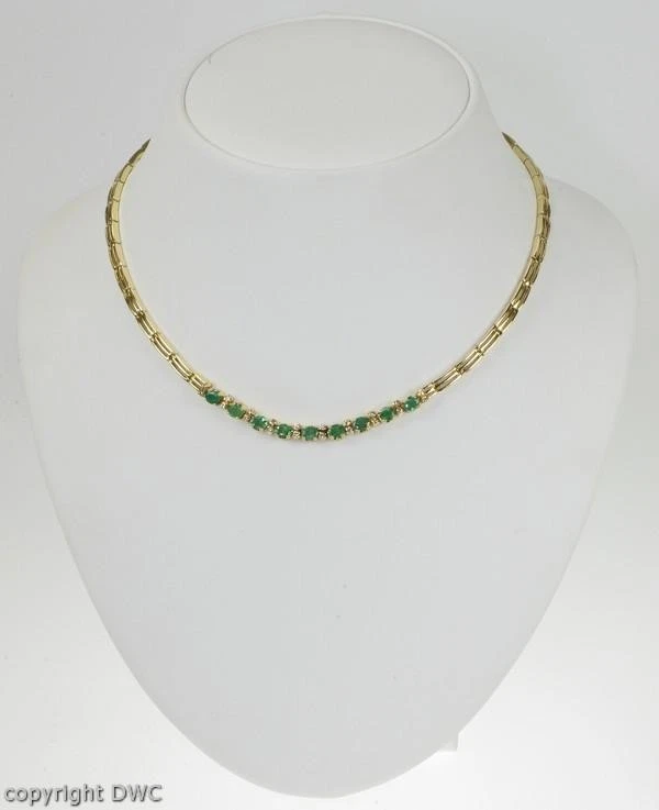 Hals Kette Collier mit Smaragd Brillant 18 Kt. 750 er Gold 42 cm Diamant  - Bild 2 von 4