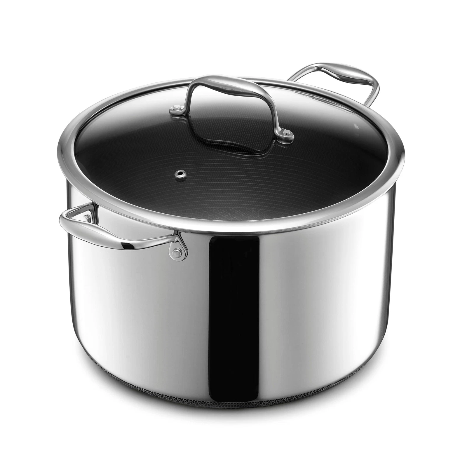 HexClad Hybrid Nonstick 10-Qt Stockpot w/ Tempered Glass Lid, Stay-Cool Handle