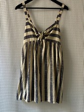 Cooperative Urban Outfitters Blue & Ivory Striped Tie Front Mini Dress Size 8