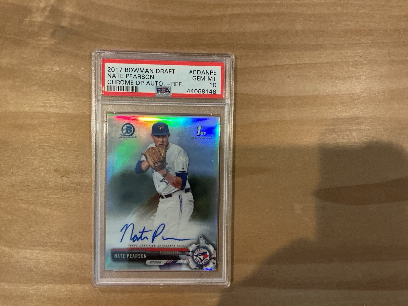 2017 Bowman Draft Chrome Autographs Nate Pearson #CDA-NPE Refractor /499 PSA 10