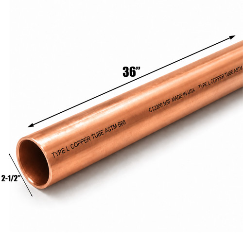 2-1/2" Type L Copper Pipe | Custom Cut Lengths | Plumbing, Water Supply, HVAC