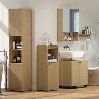 Homcom BadmöBel Set 4-Tlg. Badezimmerschrank BadmöBel Soft-Close Eiche