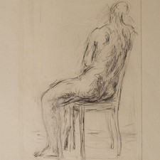 Karlheinz Sch&auml;fer Nude Female East German Art Original Drawing 1966