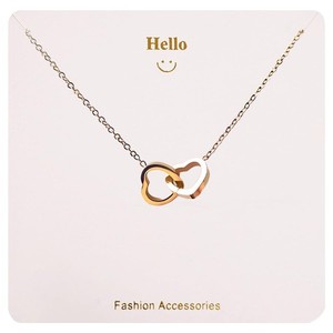 Authentic Apasinda Double Gold Heart Necklaces for Women, Dainty 14k Gold Plated Neckla...