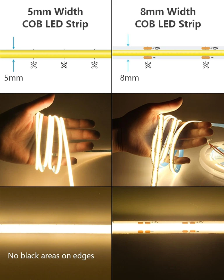 Striscia LED COB USB 3 M, Dimmerabile, 5 Mm, Larghezza 5 V, Luce Bianca Calda, 3 - Immagine 2 di 4