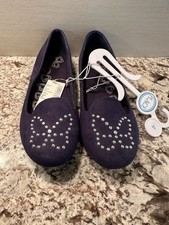 The Children's Place Girls Blue Slip-On Flats Rhinestone Heart Round Toe US 4