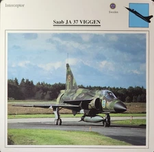Saab Viggen JA 37 Jet Picture Original Vtg Detail Info Aircraft Collector Card  