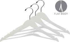 White Wood Top Hanger Box of 25 Space Saving 17 Inch Flat Wooden Hangers