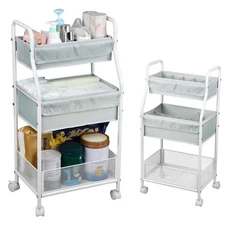 Rolling Utility Cart with Wheels - Baby Organizers for Nursery Essentials, Di...