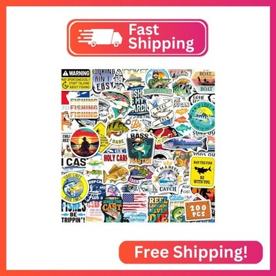 Yqskt 200 PCS Funny Fishing Stickers, Waterproof Outdoor Fishermen Decals