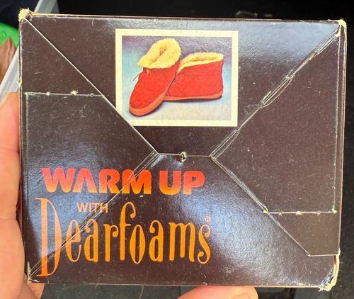 Vintage Dearfoams Warm Up Snow Cap Booties Women's Size 8-9 Washable New In Box - Picture 3 of 5