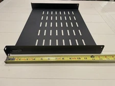 NavePoint Universal Vented Shelf 19 Inches 1U Black 14 Inches Deep 330 mm No Lip