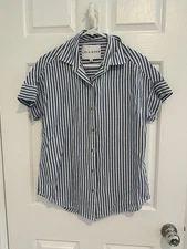 Lola River Chloe Striped Button Up Blouse SizeXS Minimalist Preppy Nautical
