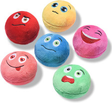 Squeaky Plush Dog Balls 6Pack for Puppies Small Dogs Soft Interactive Fetch
