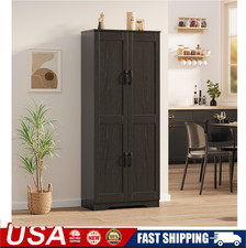 Tall Kitchen Pantry Cabinet 60'' Storage Cabinet w/2 Doors  Adjustable Shelves