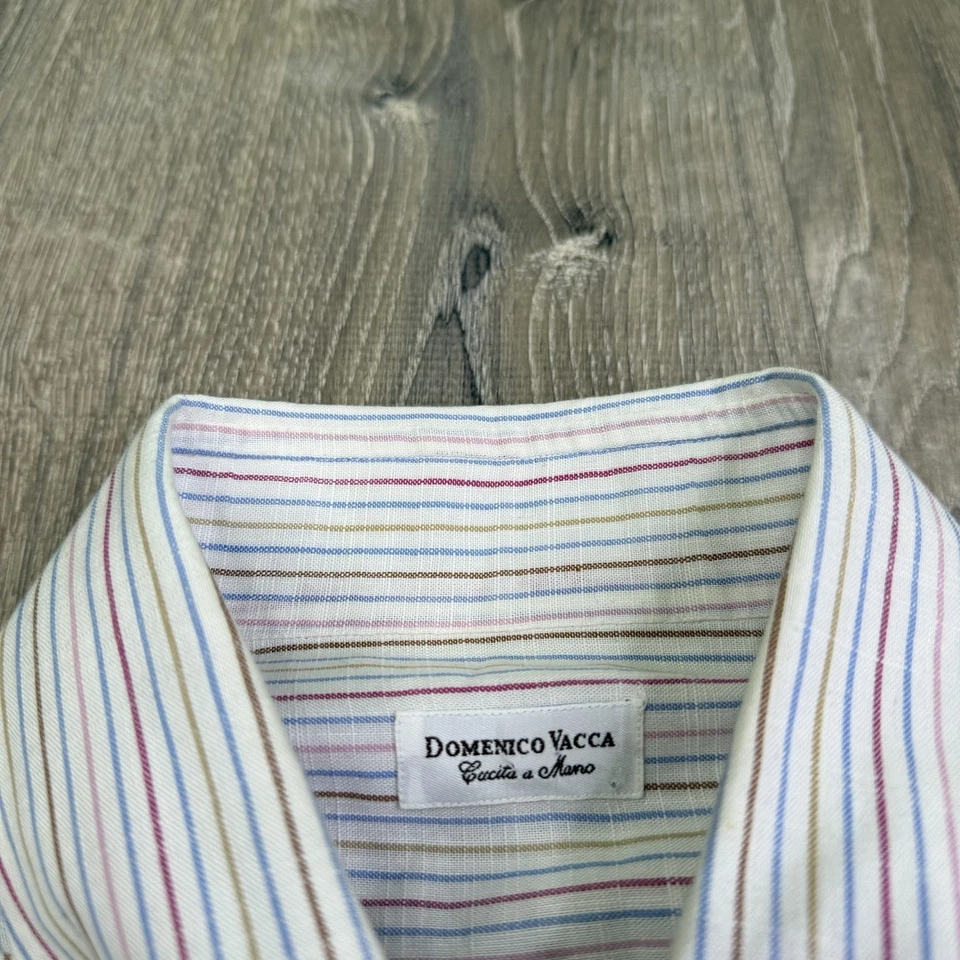 Camisa de vestir con botones DOMENICO VACCA algodón a rayas para hombre talla 17/43 Italia » Foto 4 de 4