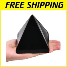 Large Black Obsidian Pyramid Crystal for Reiki Healing