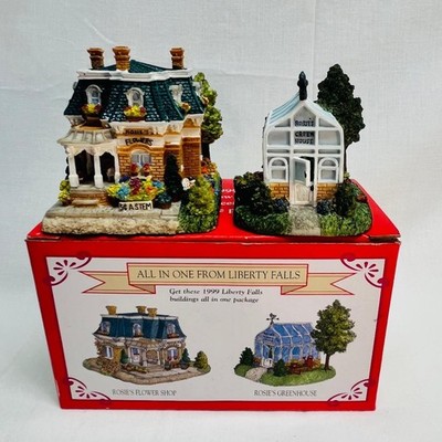 VTG 1999 2 Liberty Falls Rosie's Flower Shop & Greenhouse HSEa-b See Sz Descript