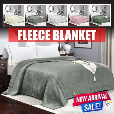 Large Blanket Fleece Throw Sofa Bed Soft Warm Faux Fur Mink Single Double King - Image 1 of 4