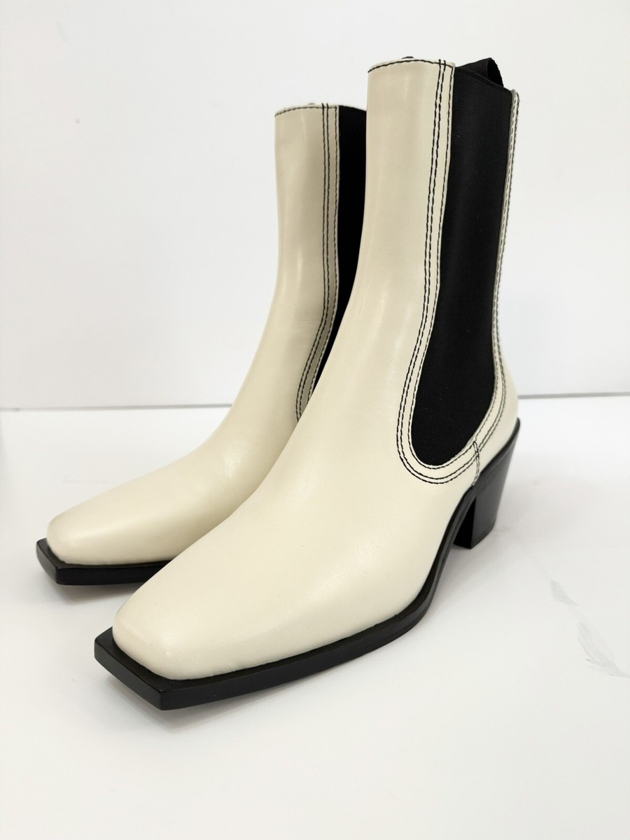 Loeffler Randall Women's Agnes Western Cowboy Boots Ivory MSRP