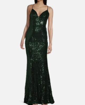 Studio 124 Juniors Women's XL Green Dress Sequins Elegant Long Prom Dance |  eBay