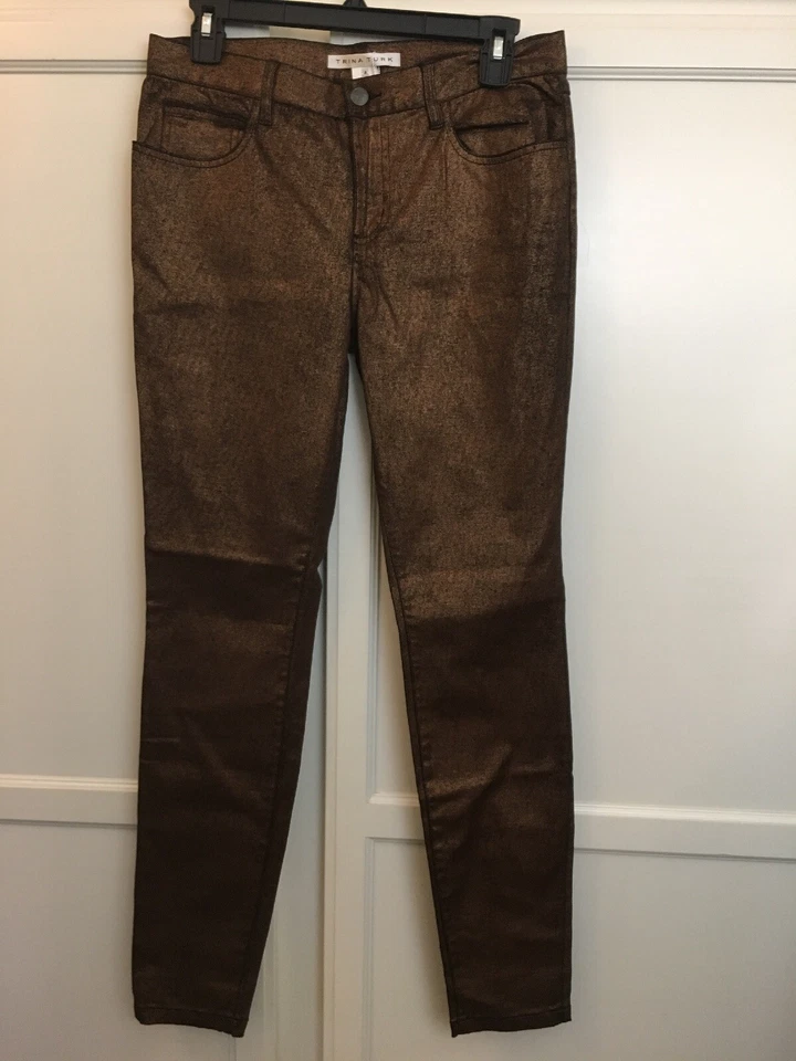 Jean de mujer Trina Turk ajustado elástico bronce talla 4    Foto 2 de 4