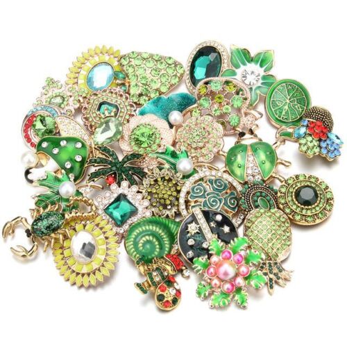 Rhinestone Snap Buttons - 18mm Metal Button Multi Style Silver Color Snaps 10Pcs - Picture 26 of 52