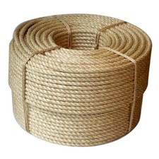 100m Coil of 6mm Natural Pure Jute Rope 3 Strand Braided Twisted Cord Twine Sash