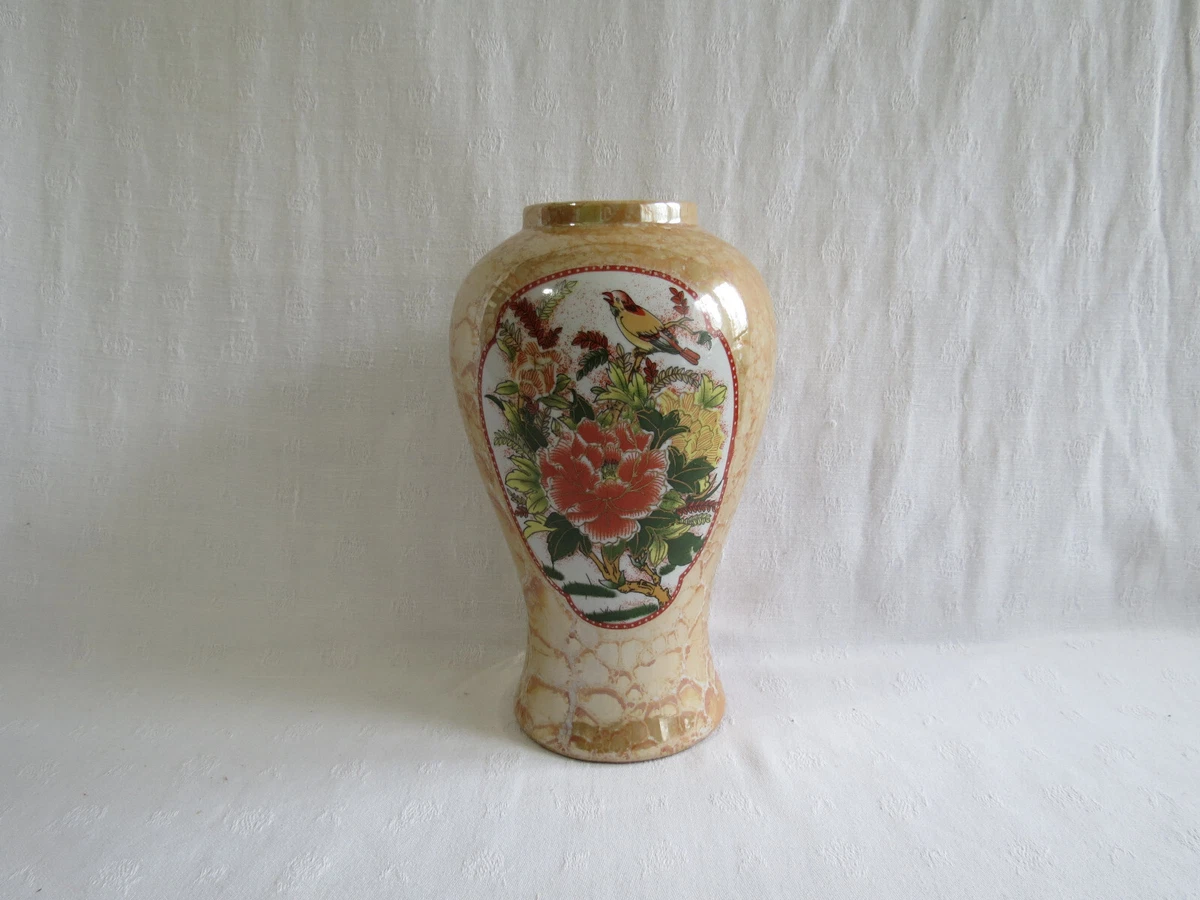 Vase Céramique Style Japonais – Potiche Décorée Motif Floral – Occasion
