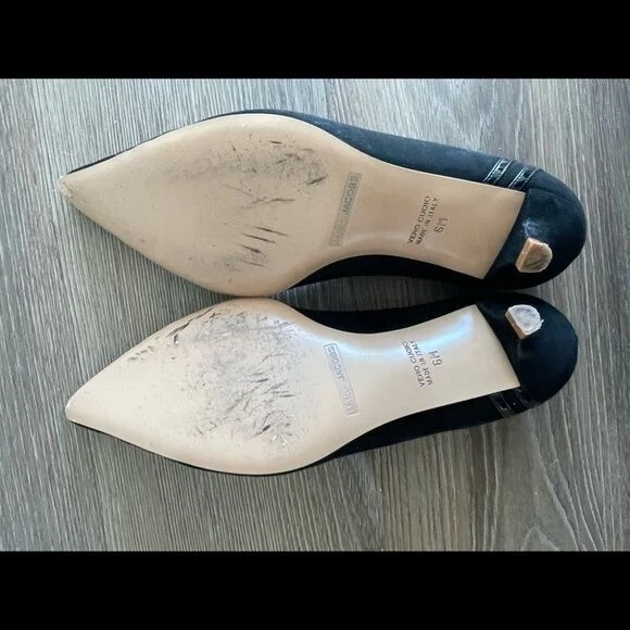 Черная замшевая и кожаная пятка котенка MARC JACOBS с заостренным носком размер 6 - Изображение 2 из 4