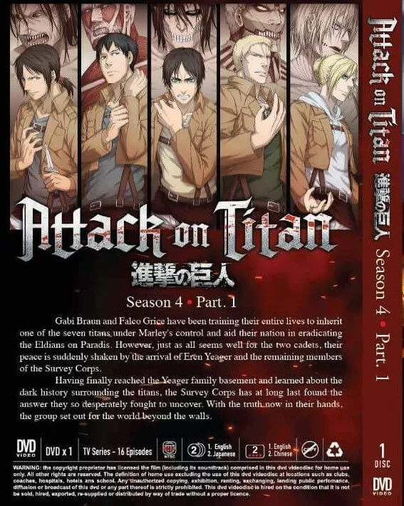 Attack on Titan: The Final Season Part 2 Vol. 1-12 End Anime DVD English  Dubbed