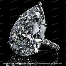 4Ct Pear Cut Lab Created Diamond Solitaire Engagement Ring 14K White Gold Plated