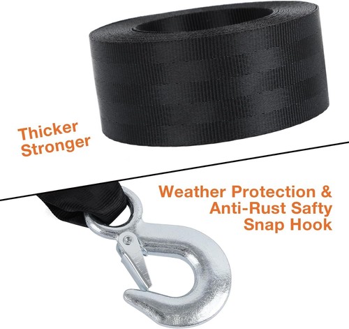 Boat Winch Strap With Hook 2" X 20 Ft Winch Straps For Fishing Boat Trailer Winc - Foto 3 di 4