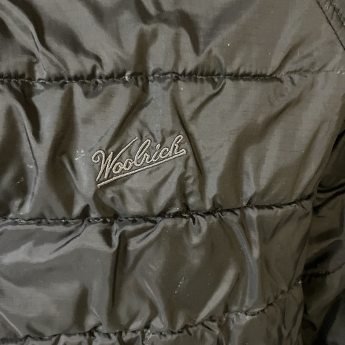 Woolrich Mens Packable Large Snap Front Jacket Black Wool Insulated Has Repair - Picture 4 of 11
