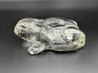Vintage Blenko Handblown Glass Clear Textured 3.5” Frog Paperweight Laying Down