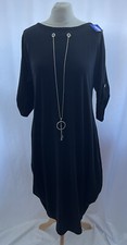 Dress Size L Black T-shirt Style Midi Length 3/4 Sleeve Necklace Detail Viscose 