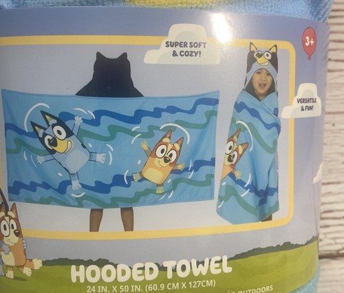 "Toalla de baño con capucha azul 24"" X 50"" suave y acogedora interior exterior niños espectáculo azul" - Imagen 2 de 3