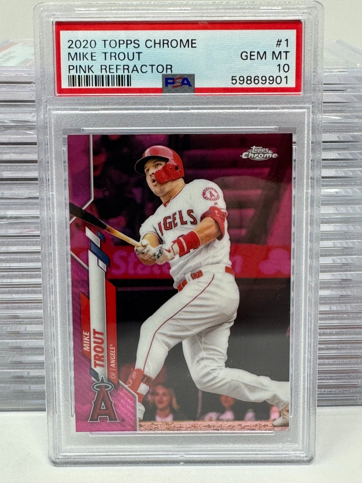 2020 Topps Chrome Mike Trout Pink Refractor PSA 10 GEM MINT Free Shipping Angels