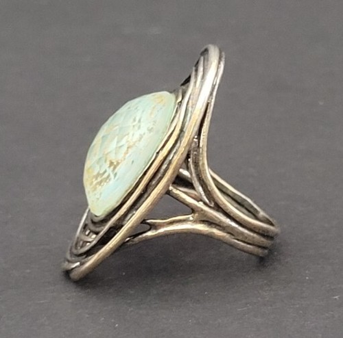 Damen 925 Sterling Silber, Nest Ring Türkis? W Blattgold Größe 8, Israel - Bild 9 von 19