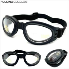MOTORCYCLE Riding Padded Folding Pocket GOGGLES Protective Eyewear Clear Lens