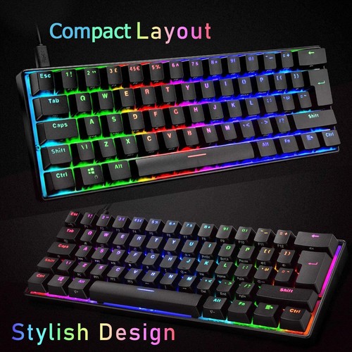 MK21 60% Mechanical Gaming Keyboard Type-c Ergonomic for PS4 PS5 PC Mac Windows - Picture 19 of 29