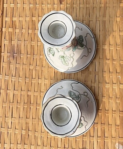 Pair of VTG Andrea By Sadek Chinoiserie Berry Candlestick Holder~9 1/4" - Picture 7 of 11
