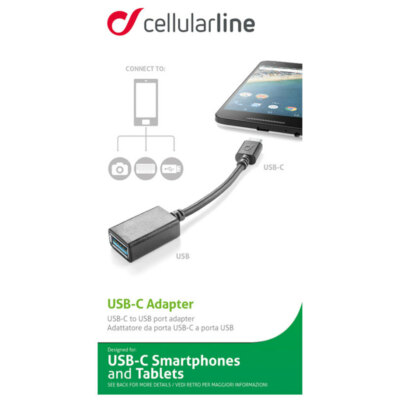 Cellularline USB Buchse auf USB-C Stecker Handy Kabel Adapter Verbindung 124