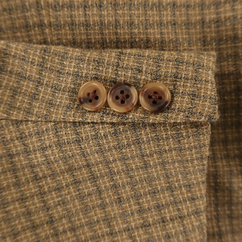 VTG Hopsack Jacket XL XLT Beige Houndstooth Check 100% Wool Blazer USA 46L - Image 4 of 4