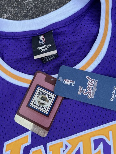 ReeBok HWC KAREEM ABDUL-JABBAR LA LAKERS 1970-80 SOUL SWINGMAN ROAD JERSEY 2XL+2 - Picture 4 of 7