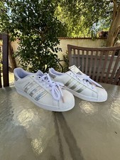 adidas gazelle silver green womens Kids adidas Superstar Trainers White Halo Blue Metallic main image 1