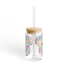 Disney Inspired Sipper Glass, 16oz, Mickey shaped color