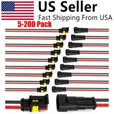 Lot Car Waterproof Electrical Wire Cable Connector Male Female 2Pin Way Plug Kit