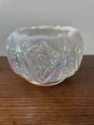 Vtg Imperial  White Carnival Pressed Glass Rose Bowl Vase 4.5" x 3.5"