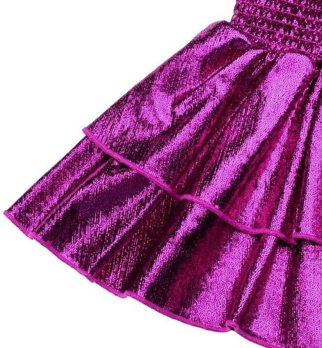 Girls Metallic Shiny Sparkly Sequin Cheerleader Skirt Size - L 8 - 9 Years - Picture 5 of 6